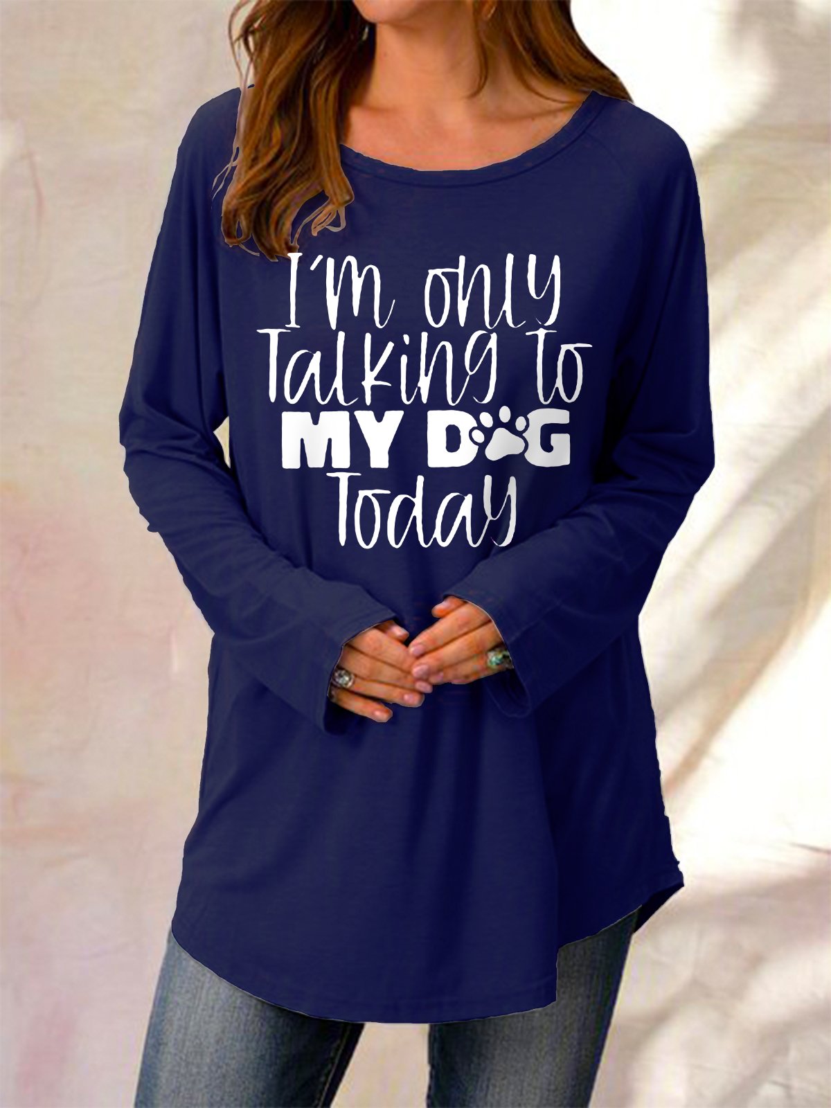 I M Only Talking To My Dog Today Letter Crew Neck Knitting Dress