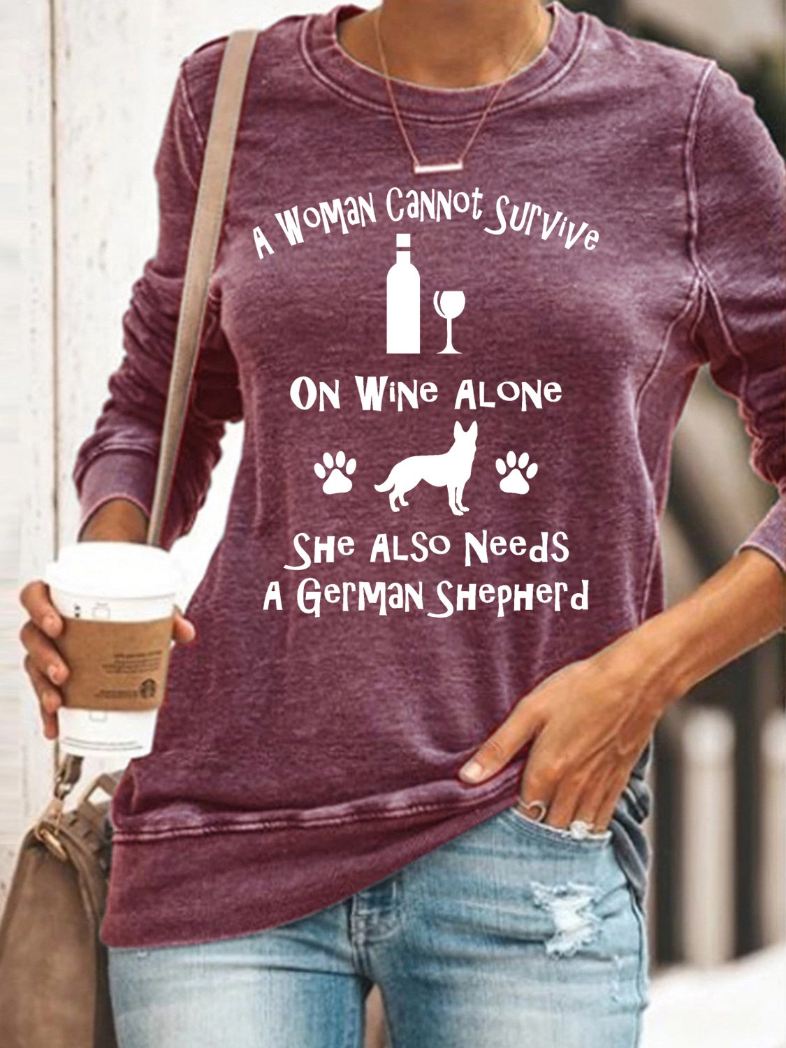 A Woman Cannot Survive On Wine Alone She Also Needs A German Shepherd Sweatshirts