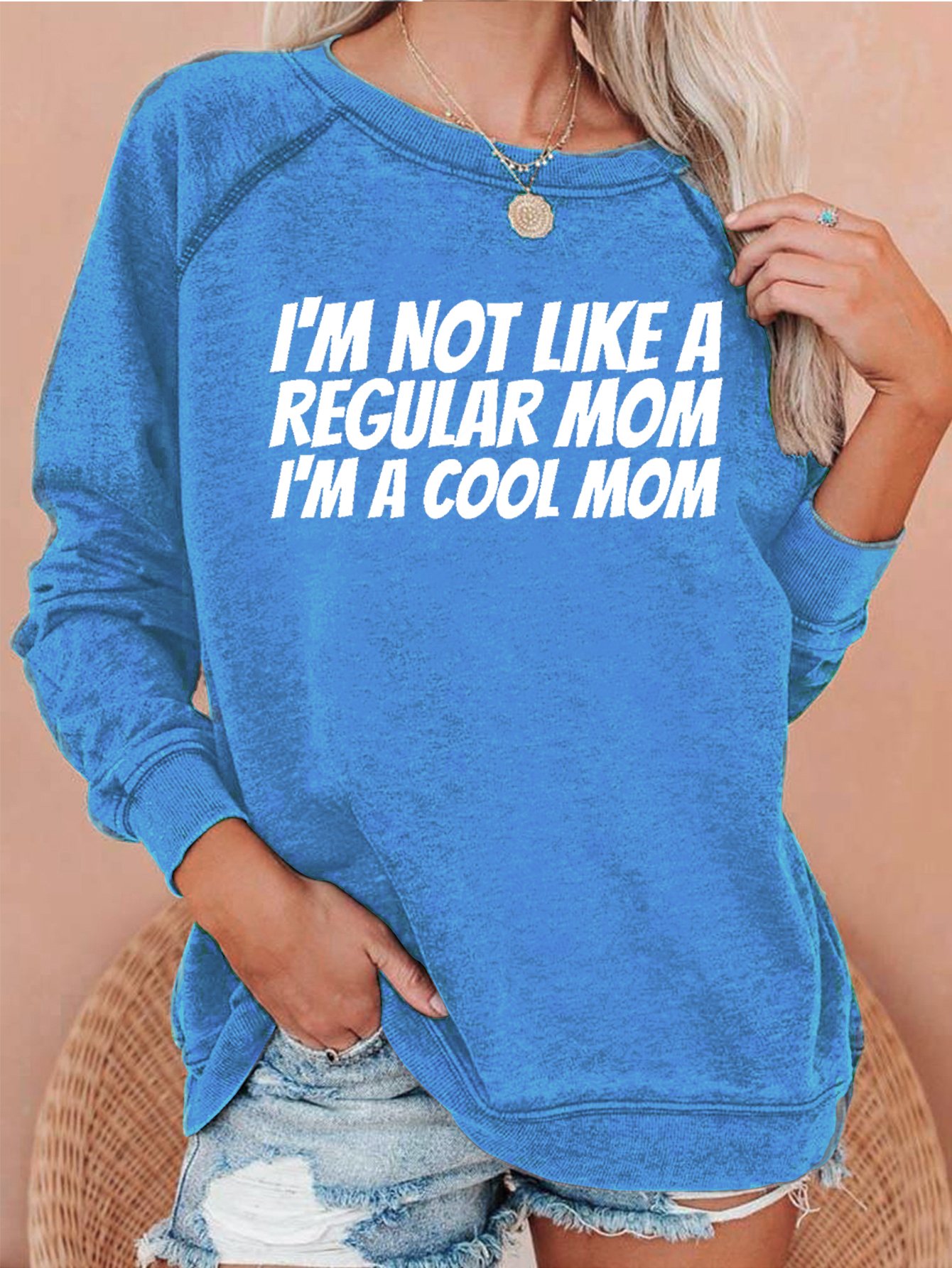 I'm A Cool Mom Print Crew Neck Sweatshirts