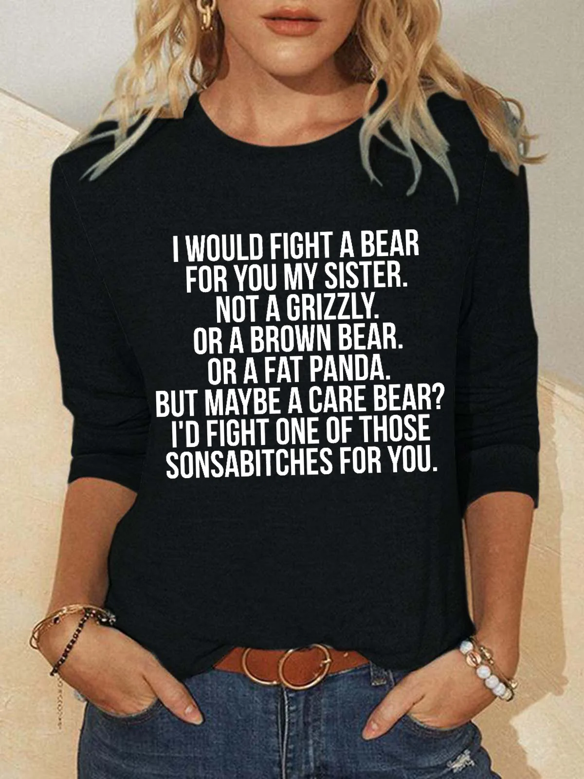 Would fight a bear for sister Women's Sweatshirts