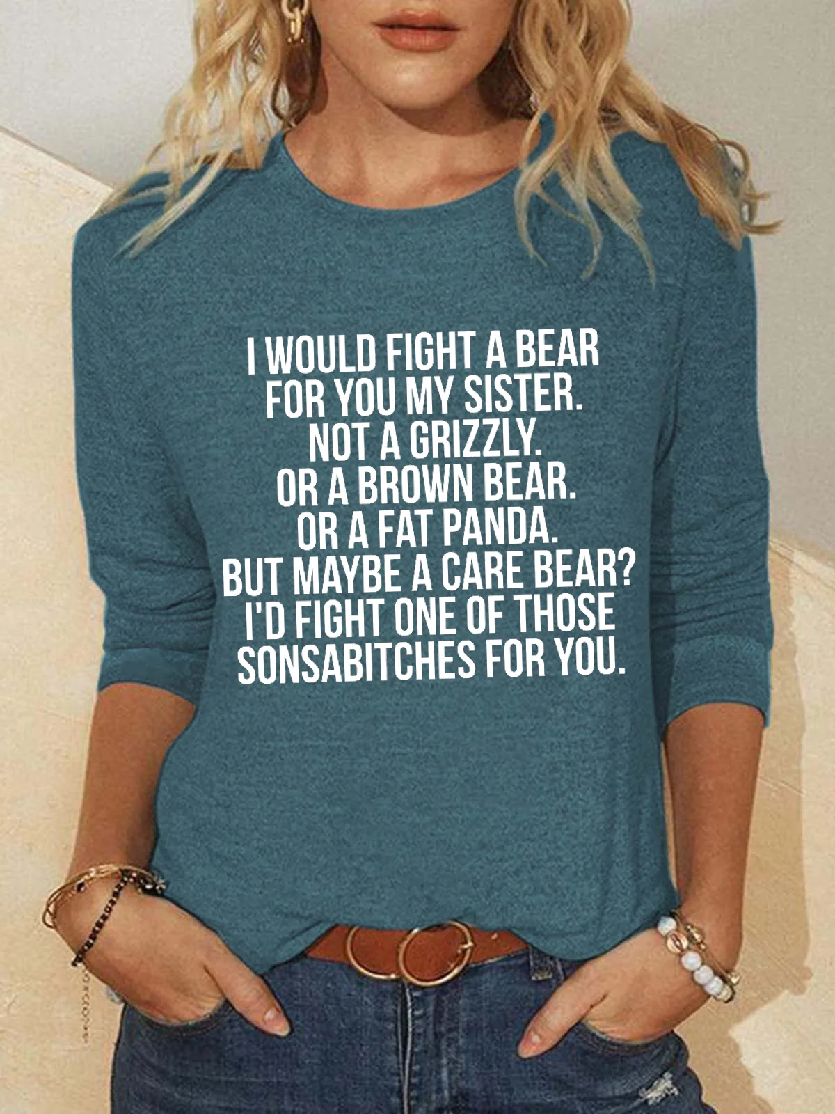 Would fight a bear for sister Women's Sweatshirts