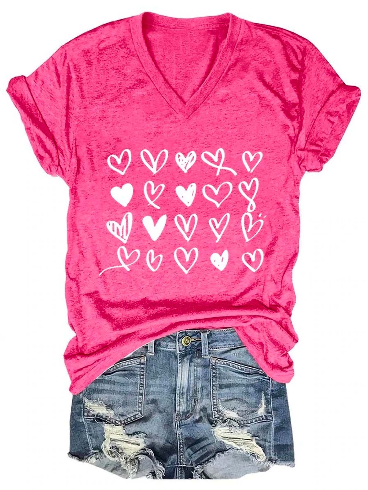 Valentine's Day Heart V Neck Shirt & Top