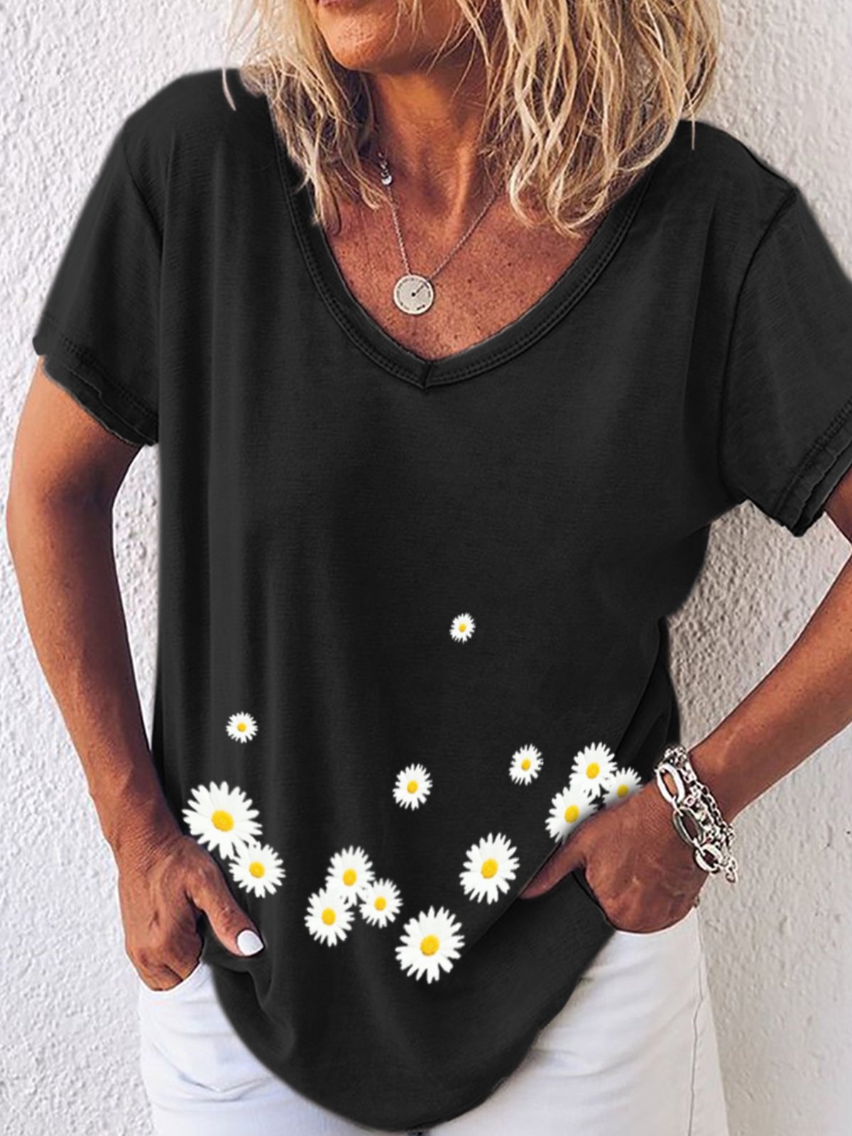 Flower Print Short Sleeve T-shirt