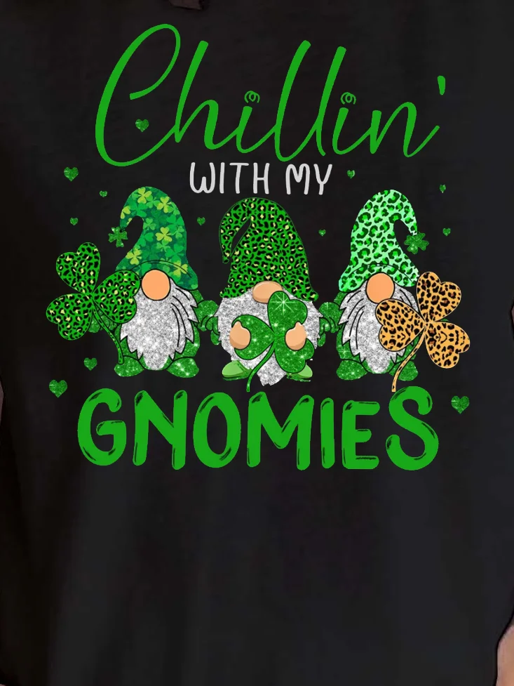 Gnomies Printed Crew Neck Short Sleeve T-Shirt