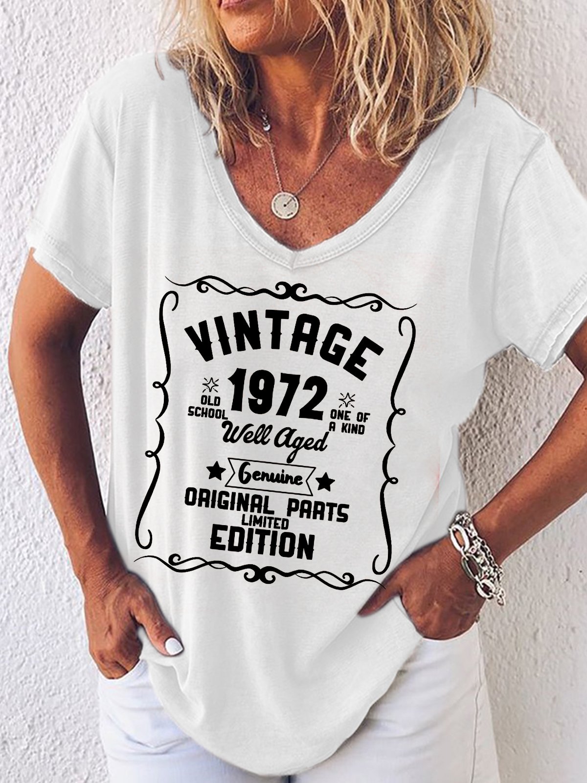 Vintage 1972 Shirt Casual Floral Cotton Short Sleeve T-shirt