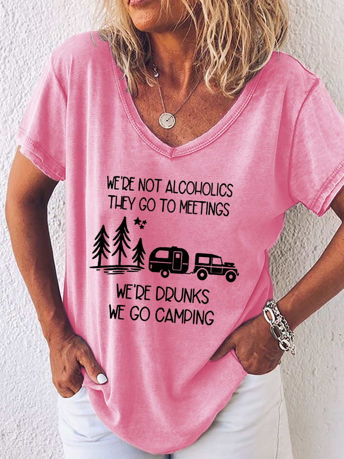 We're Not Alcoholics We Go Camping Casual Short Sleeve T-shirt