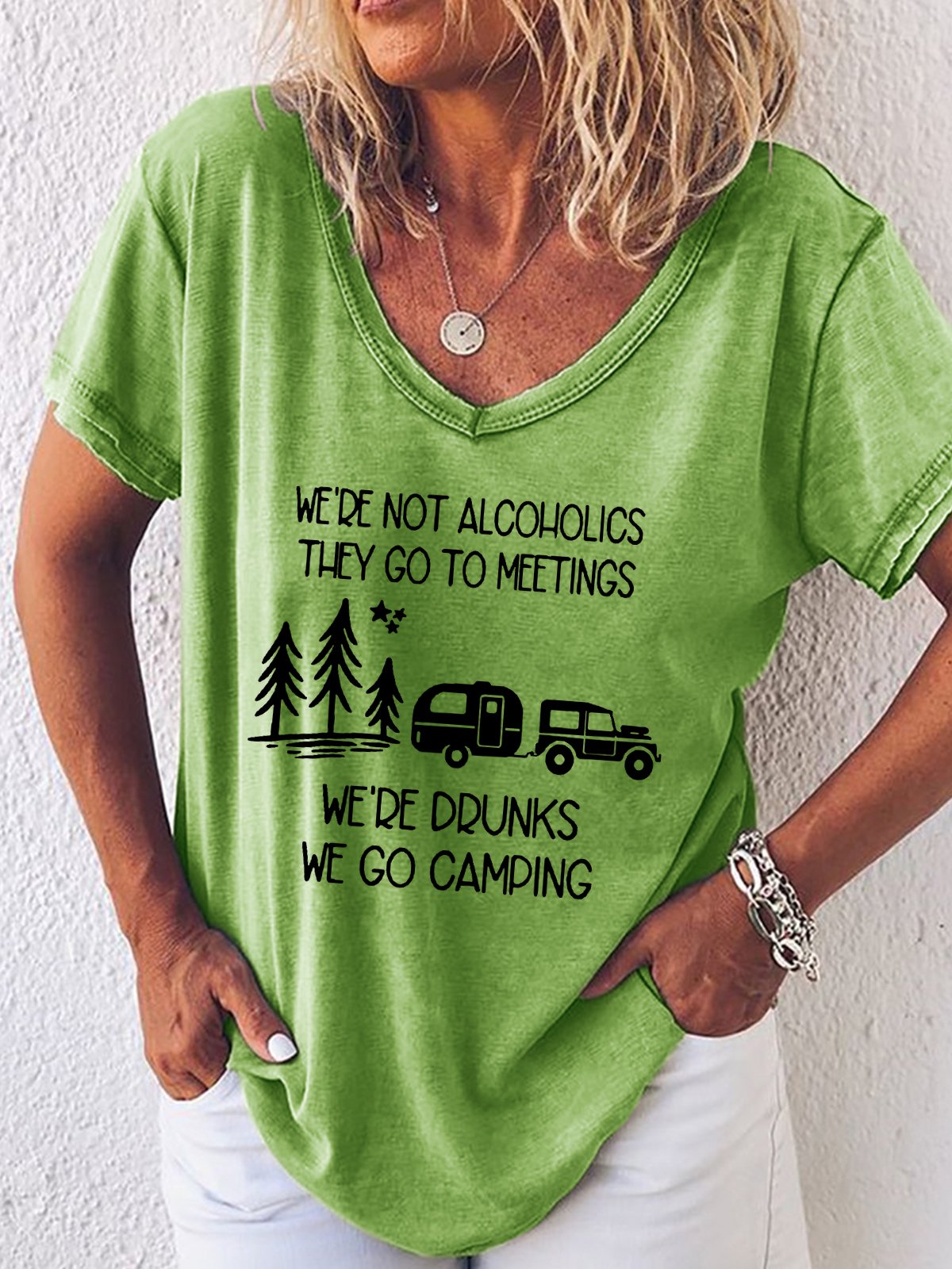 We're Not Alcoholics We Go Camping Casual Short Sleeve T-shirt