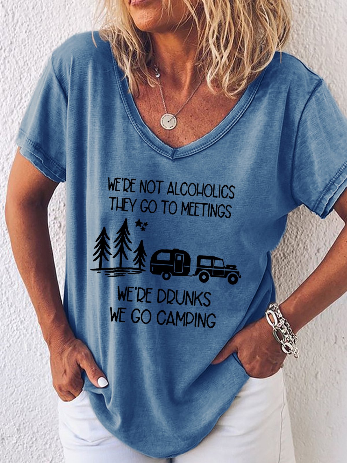 We're Not Alcoholics We Go Camping Casual Short Sleeve T-shirt