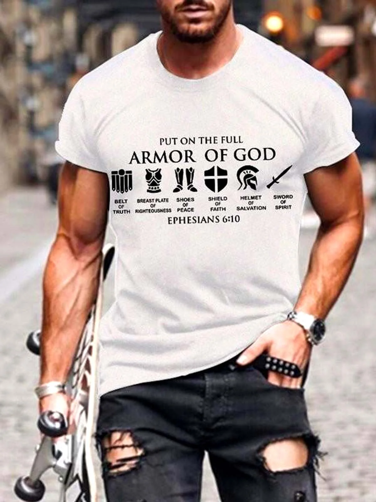 Put On The Full Armor Of God Short Sleeve Crew Neck Casual Short sleeve T-shirt