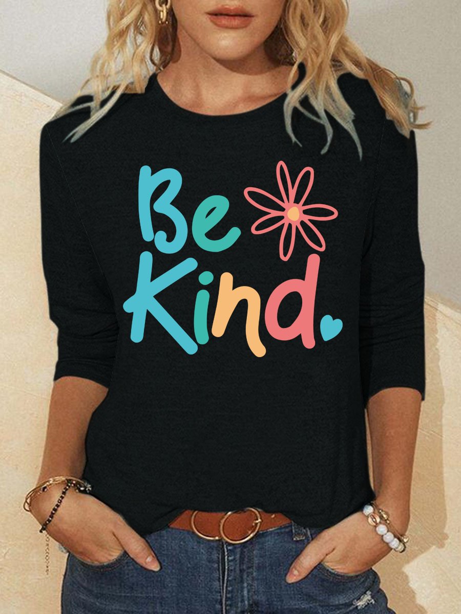 Be Kind Print Long Sleeve Casual Long sleeve tops