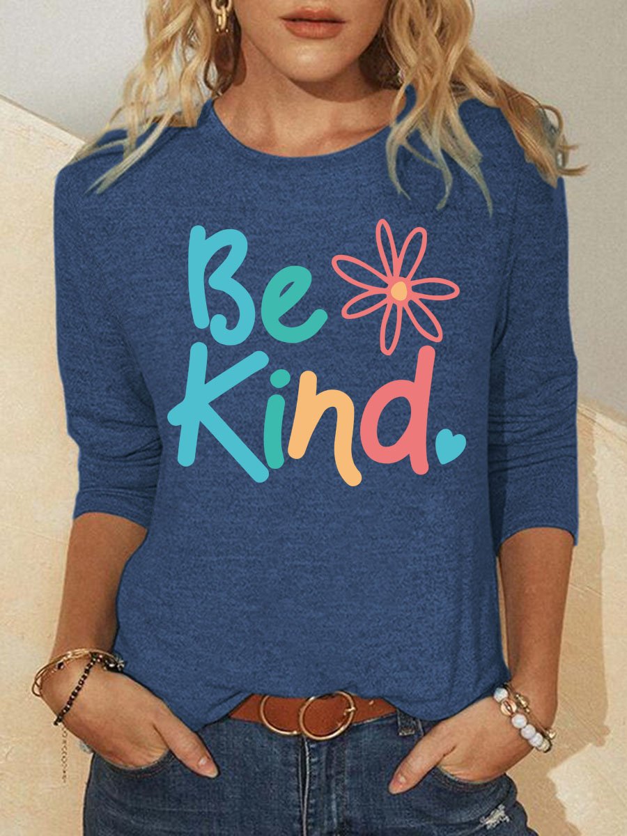 Be Kind Print Long Sleeve Casual Long sleeve tops