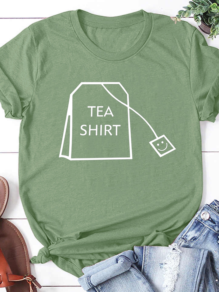 Tea Shirt Funny Print Shirts&Tops