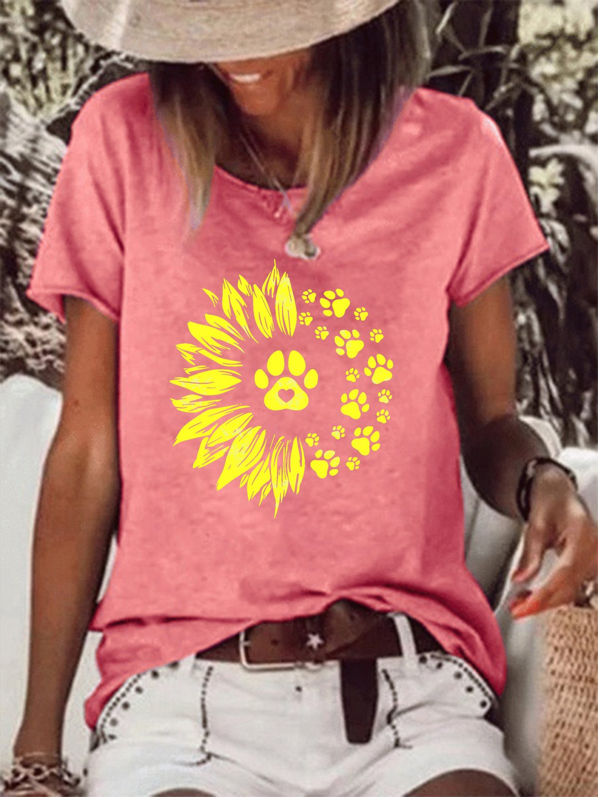 Sunflower Half Paw Women's Short sleeve tops