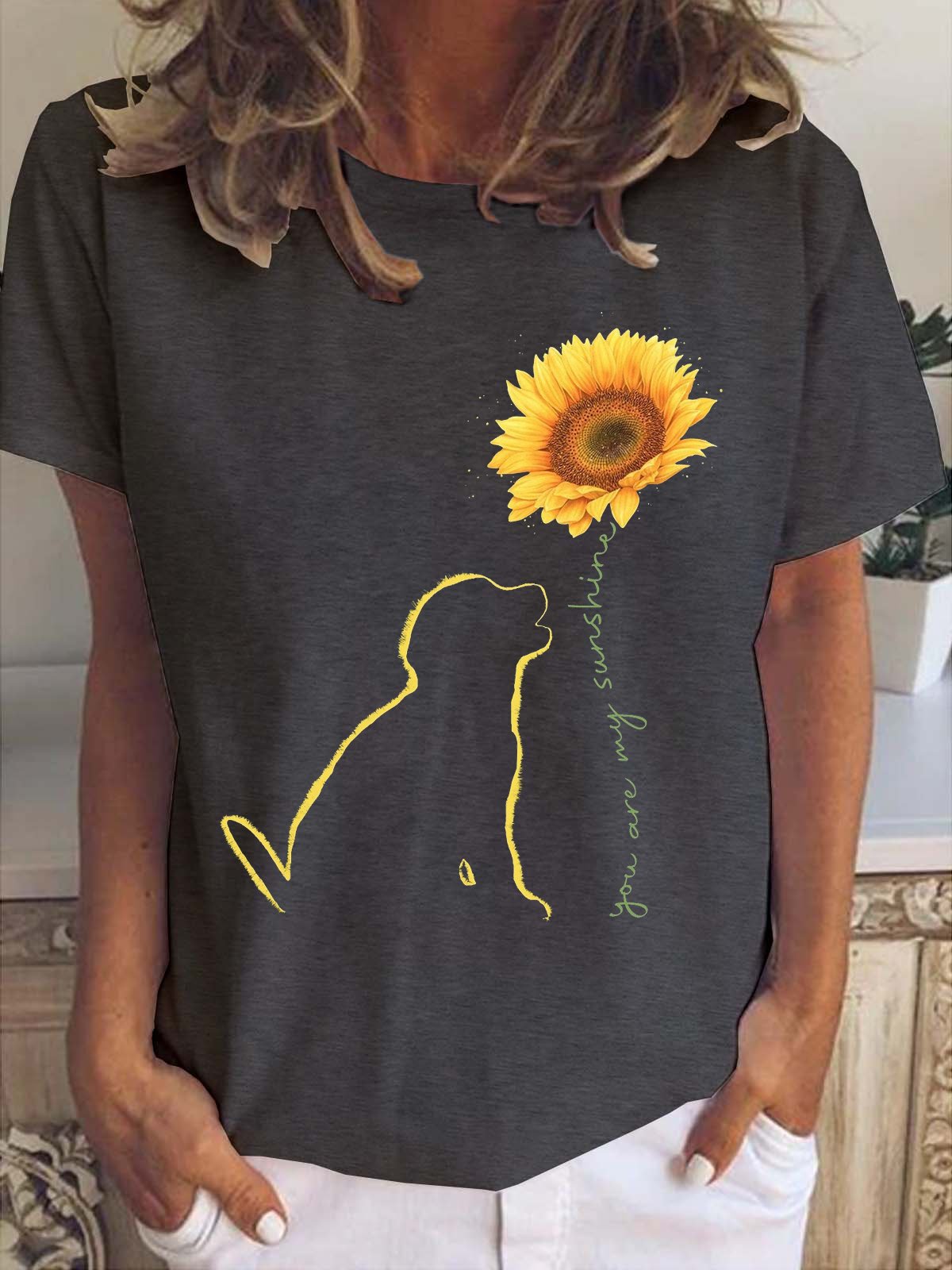 Sunflower Dog Paw Women's Short sleeve tops