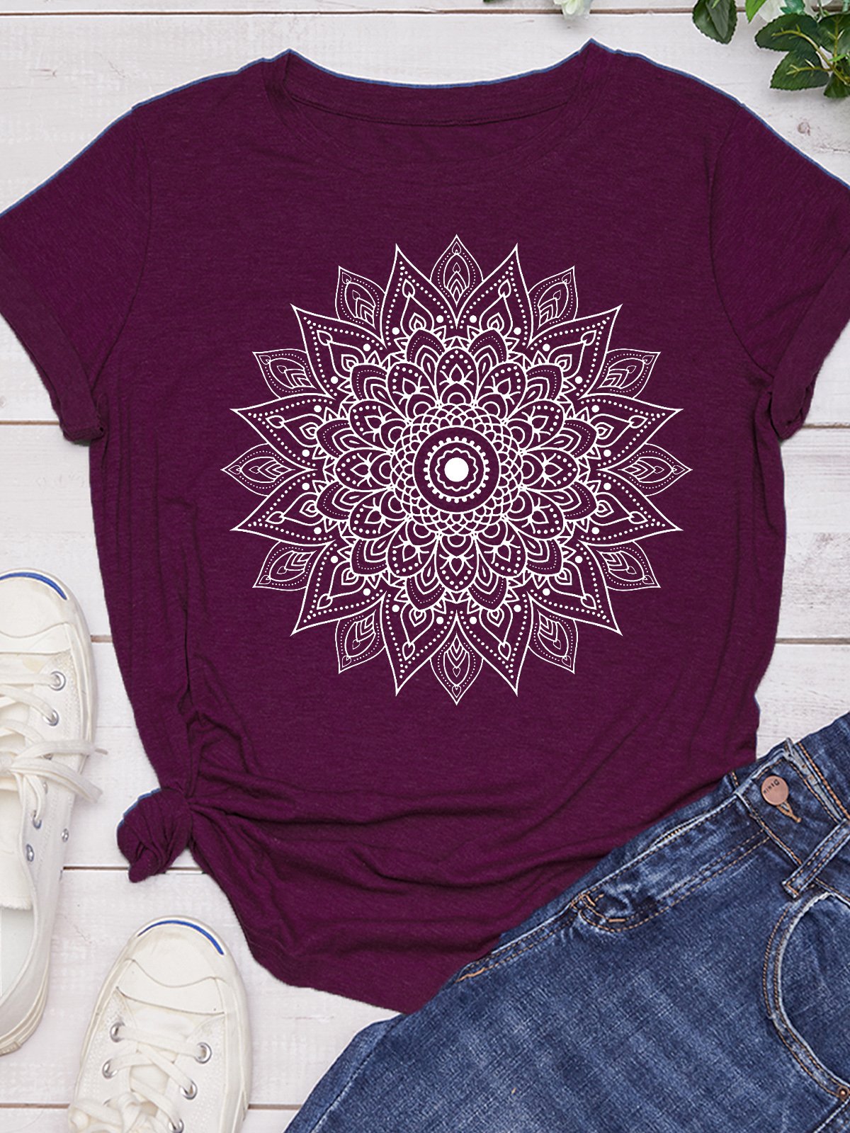 Mandala Cute Spring Casual Short sleeve tops