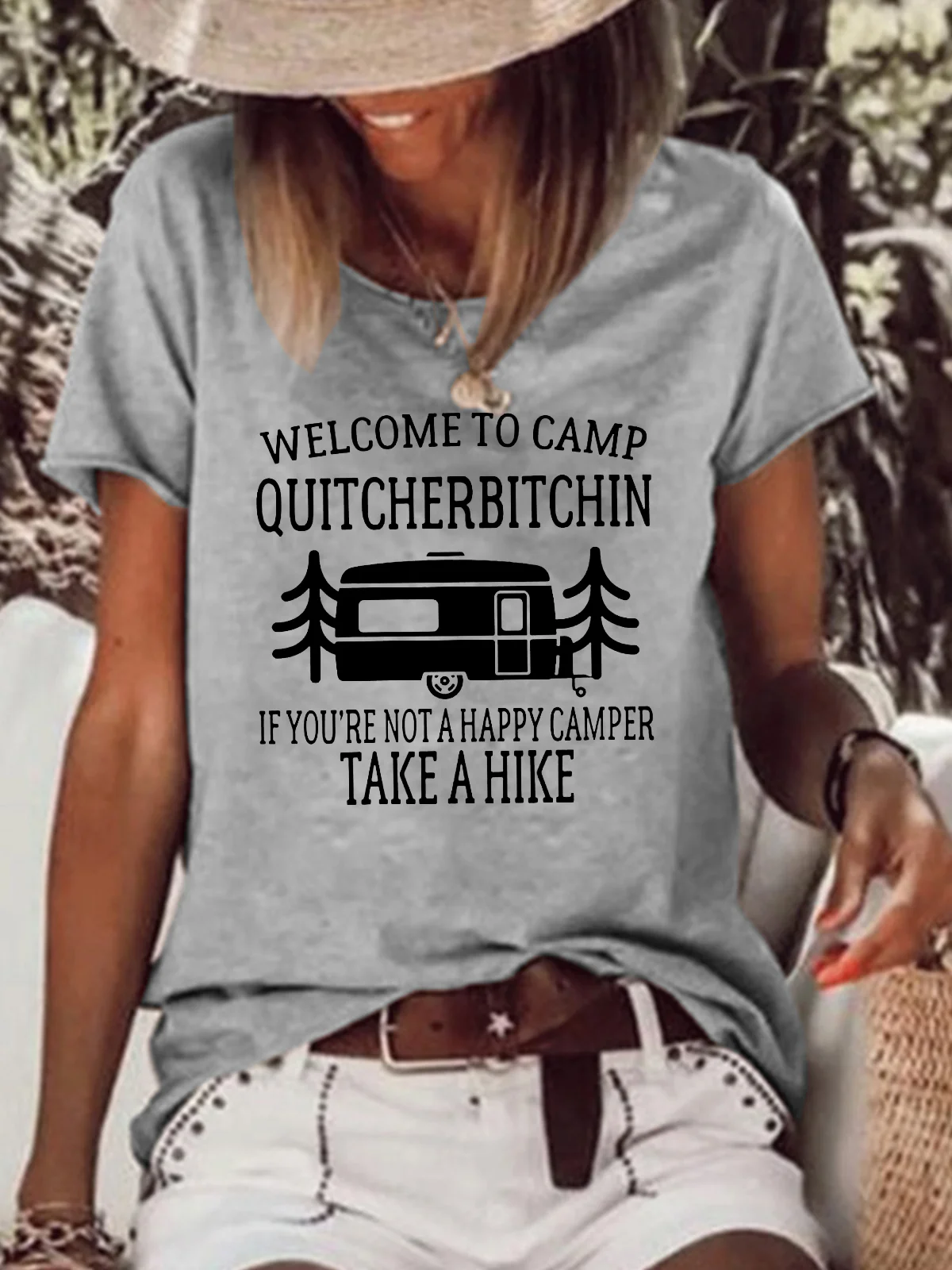 Welcome to Camp Quitcherbitchin Casual Cotton Blends Short sleeve tops