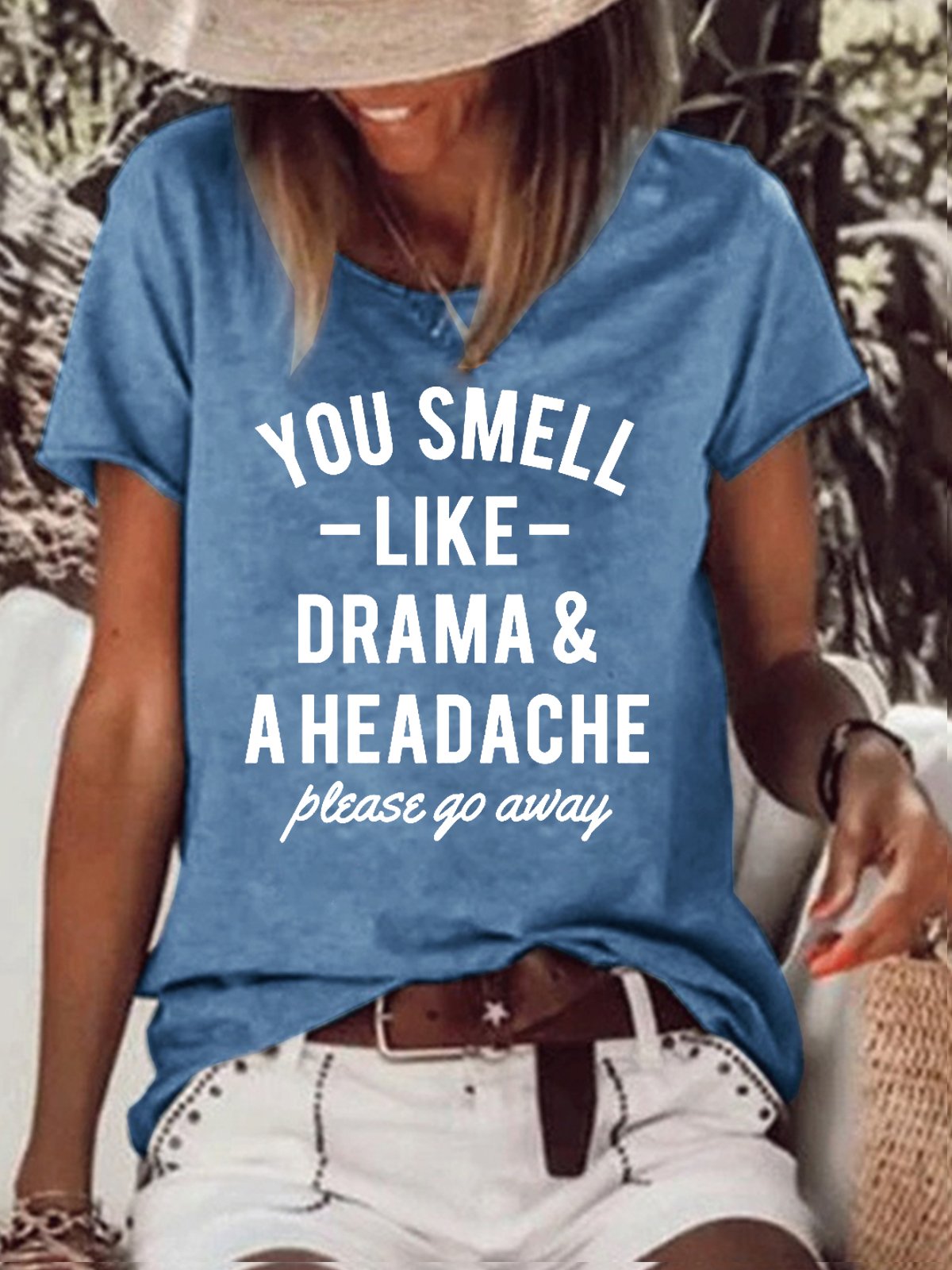 Funny Casual Saying You Smell Like Drama Letter Print Tops