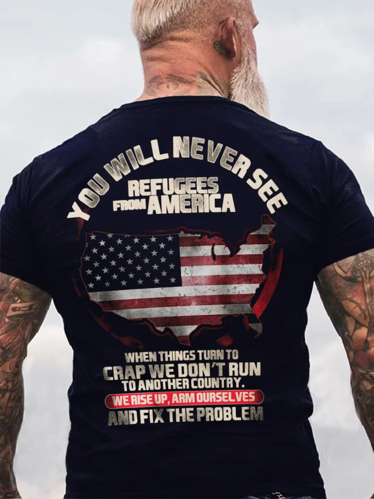 You Will Never See Refugees From America Classic Casual Cotton Short Sleeve T-Shirt