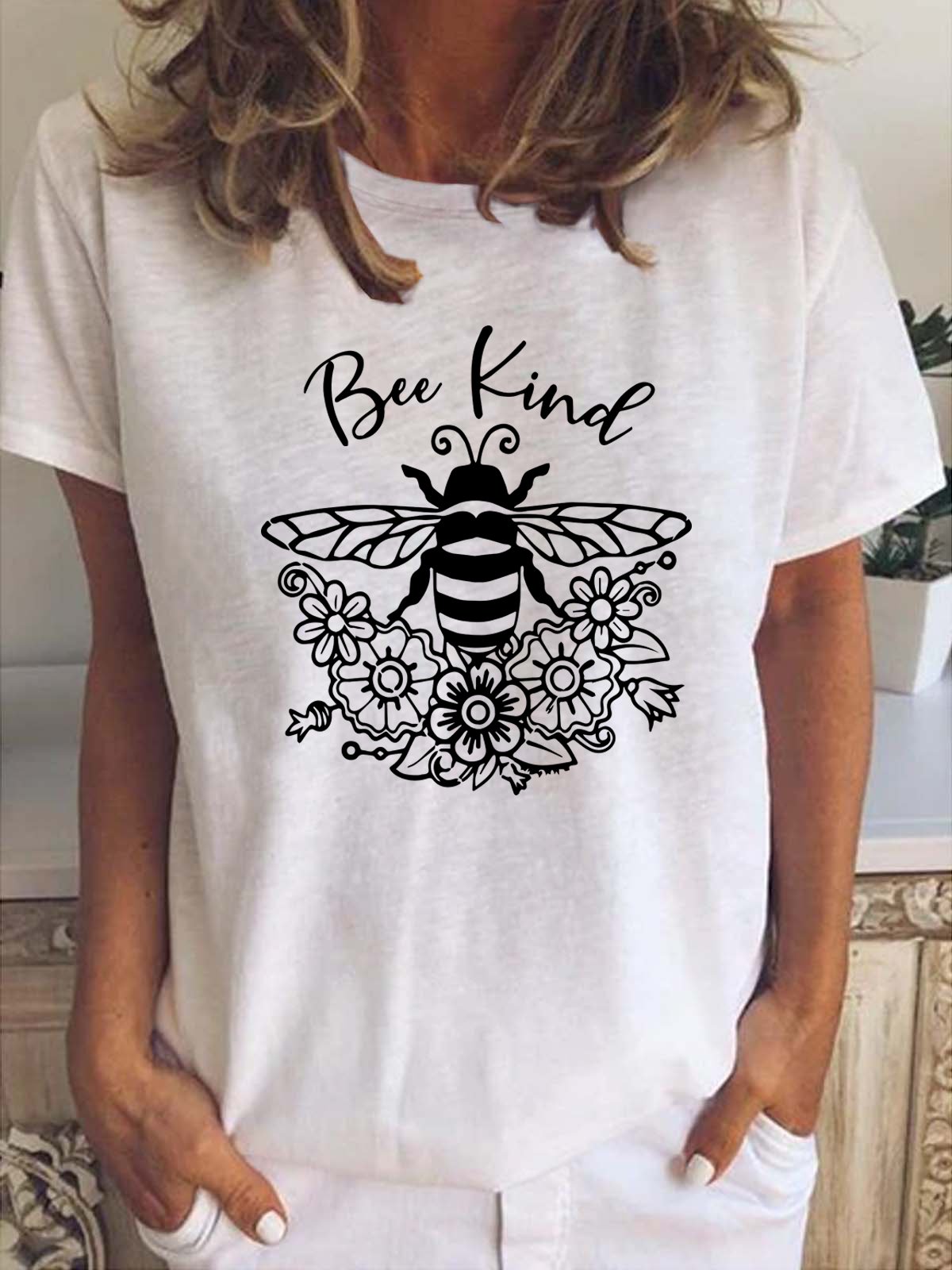 Bee Kind Funny Print Casual Short Sleeve T-Shirt