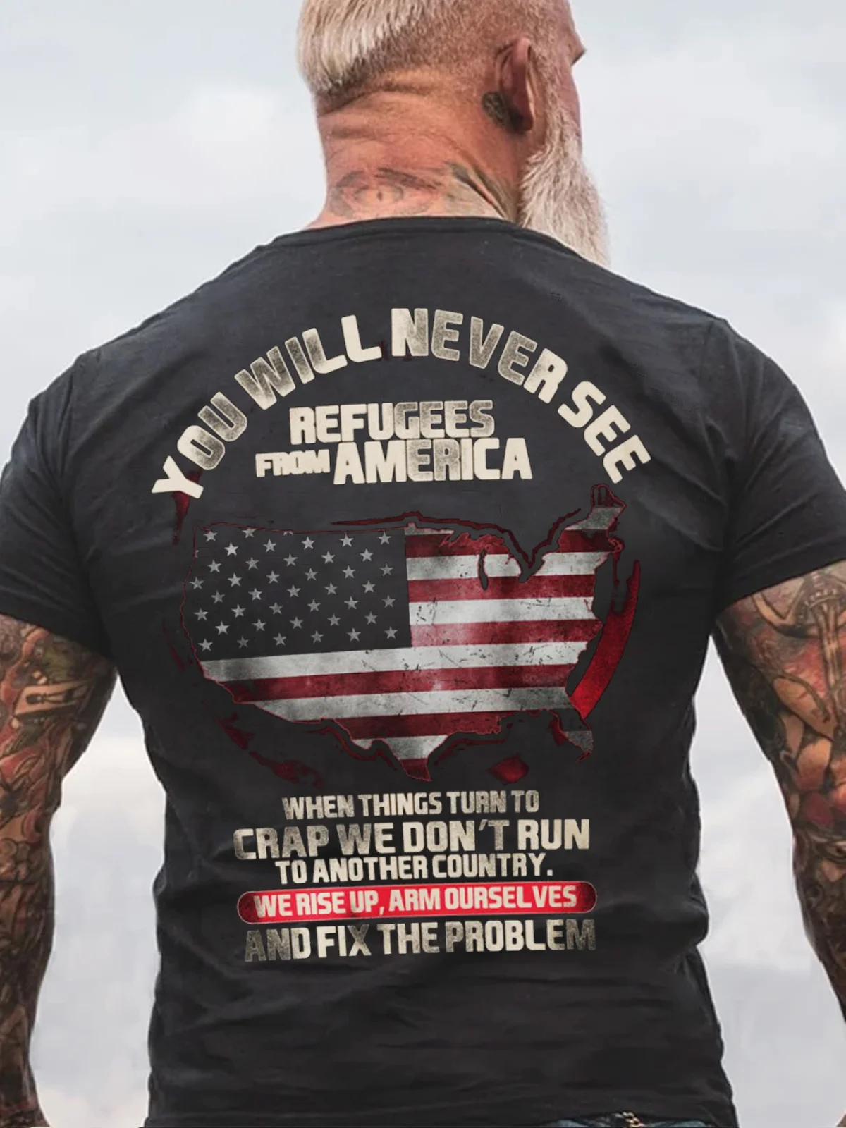 You Will Never See Refugees From America Classic Casual Cotton Short Sleeve T-Shirt