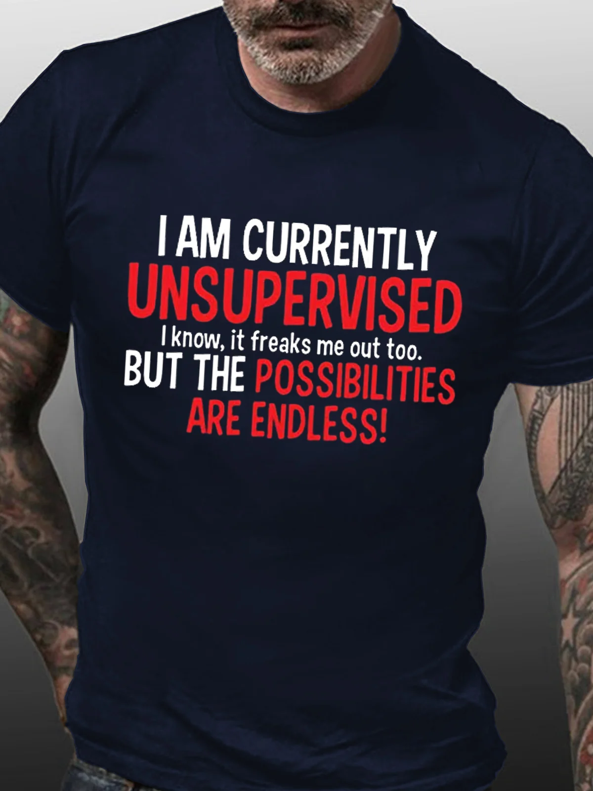 Currently Unsupervised Casual Short Sleeve Short Sleeve T-Shirt