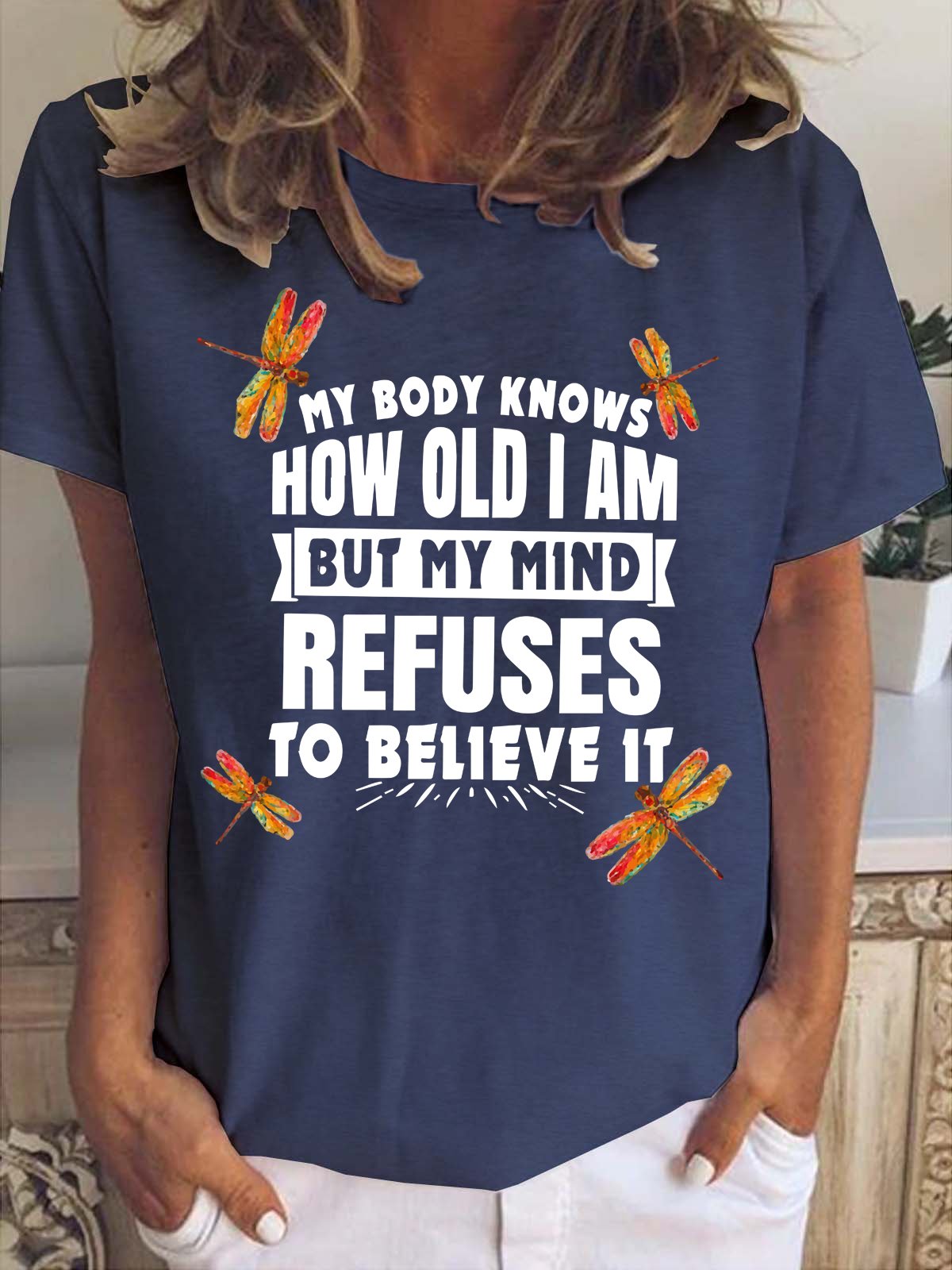 My Body Knows How Old I Am Print T-Shirt