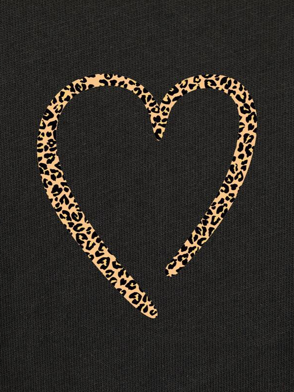 Leopard Heart Print Short Sleeve T-Shirt