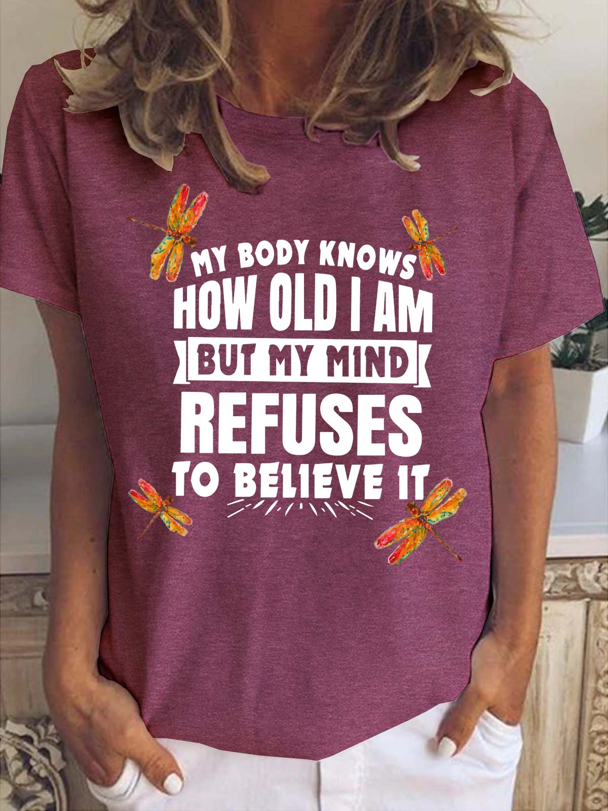 My Body Knows How Old I Am Print T-Shirt