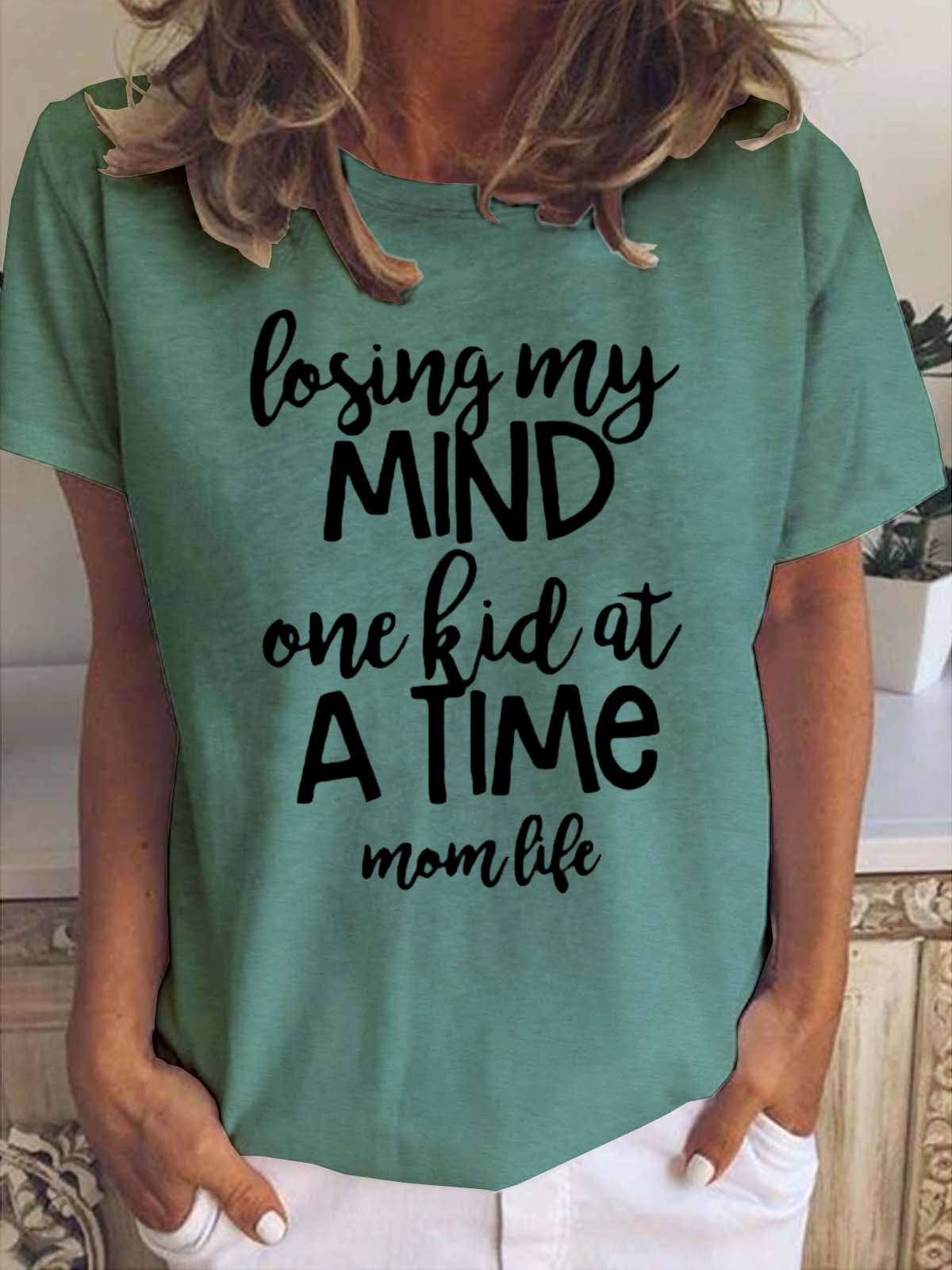 Mom Life Funny Letter Print T-shirt