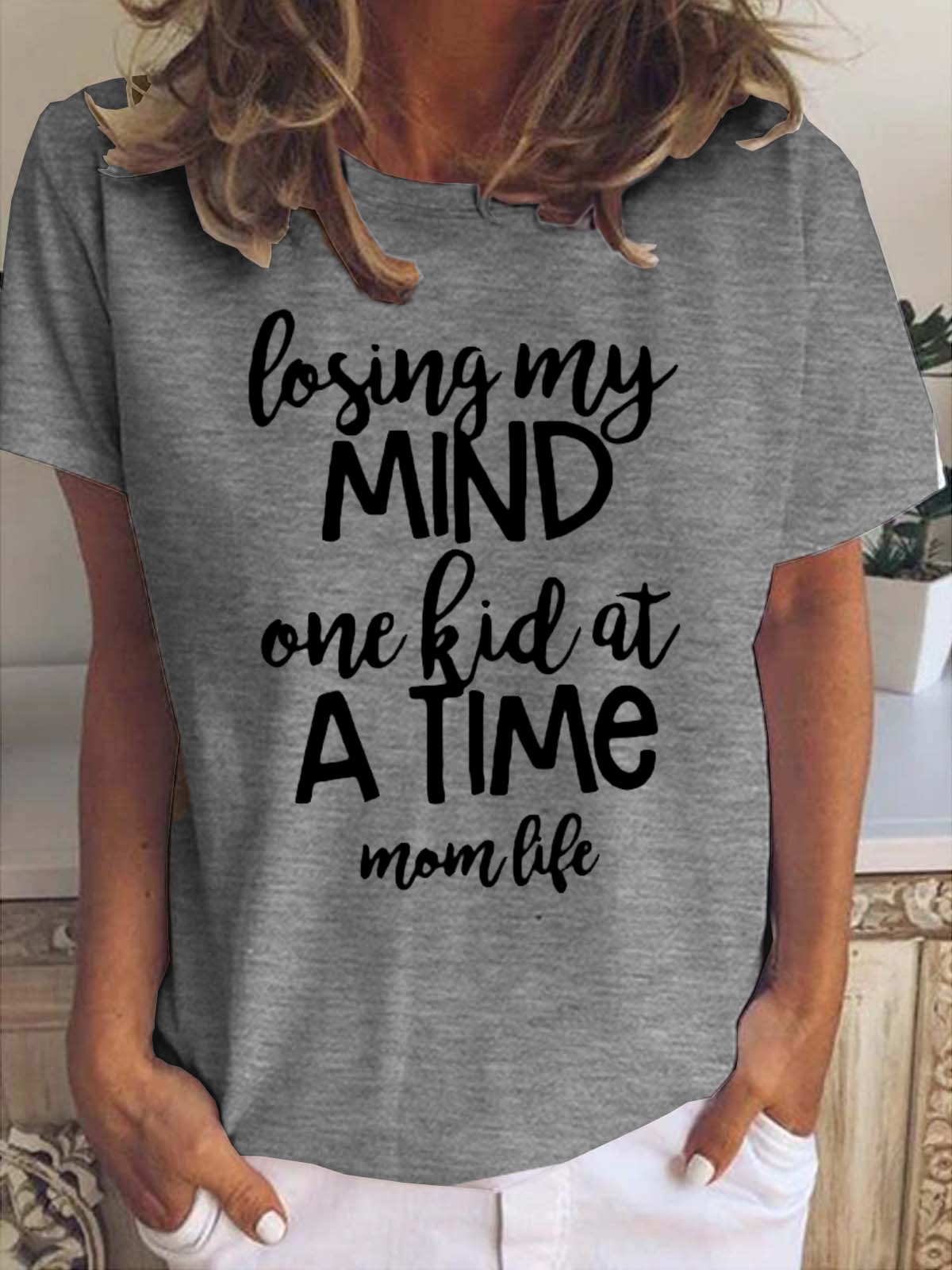 Mom Life Funny Letter Print T-shirt