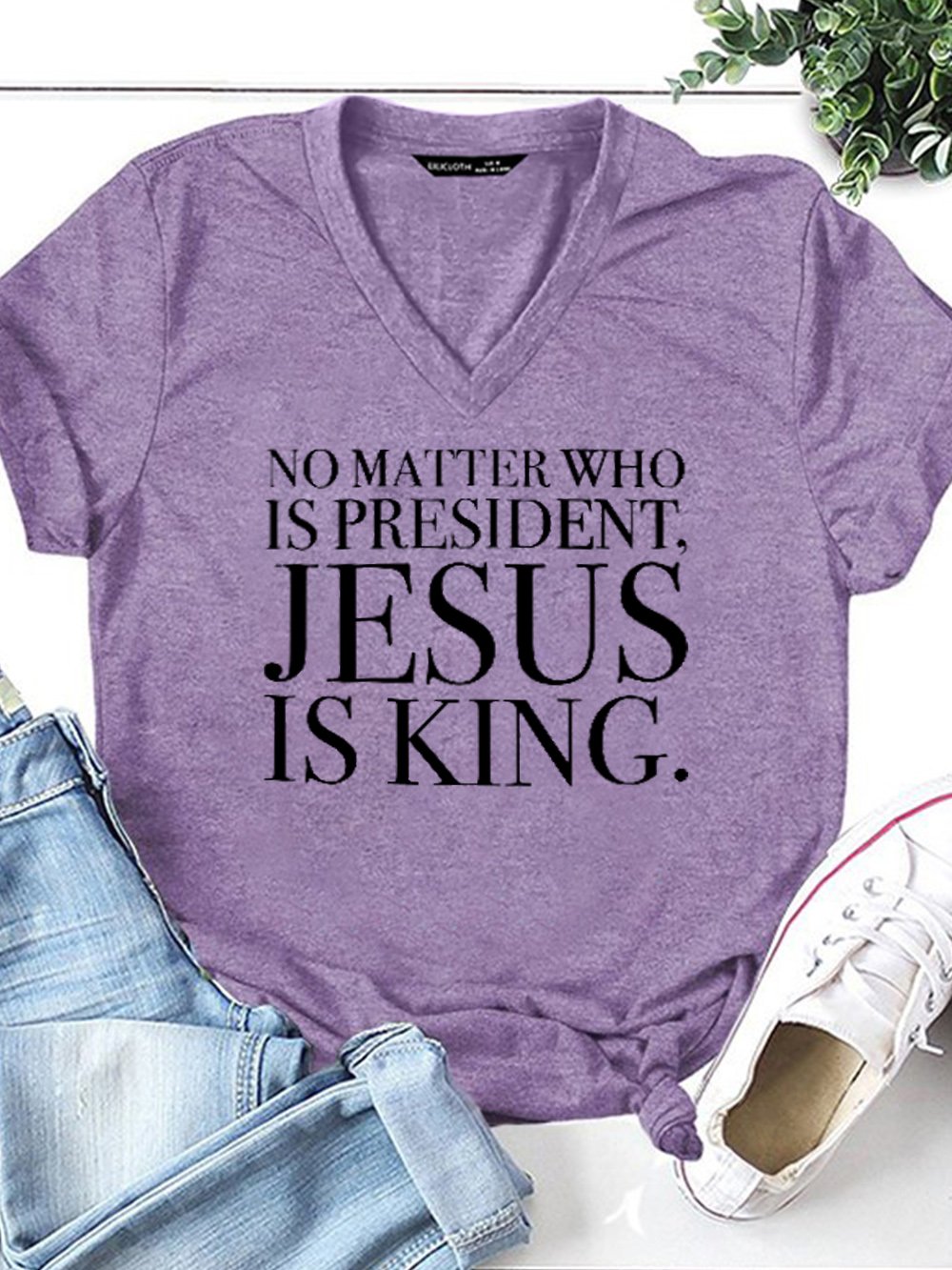 No Matter Who Is President Jesus Is King Casual Short Sleeve T-Shirt