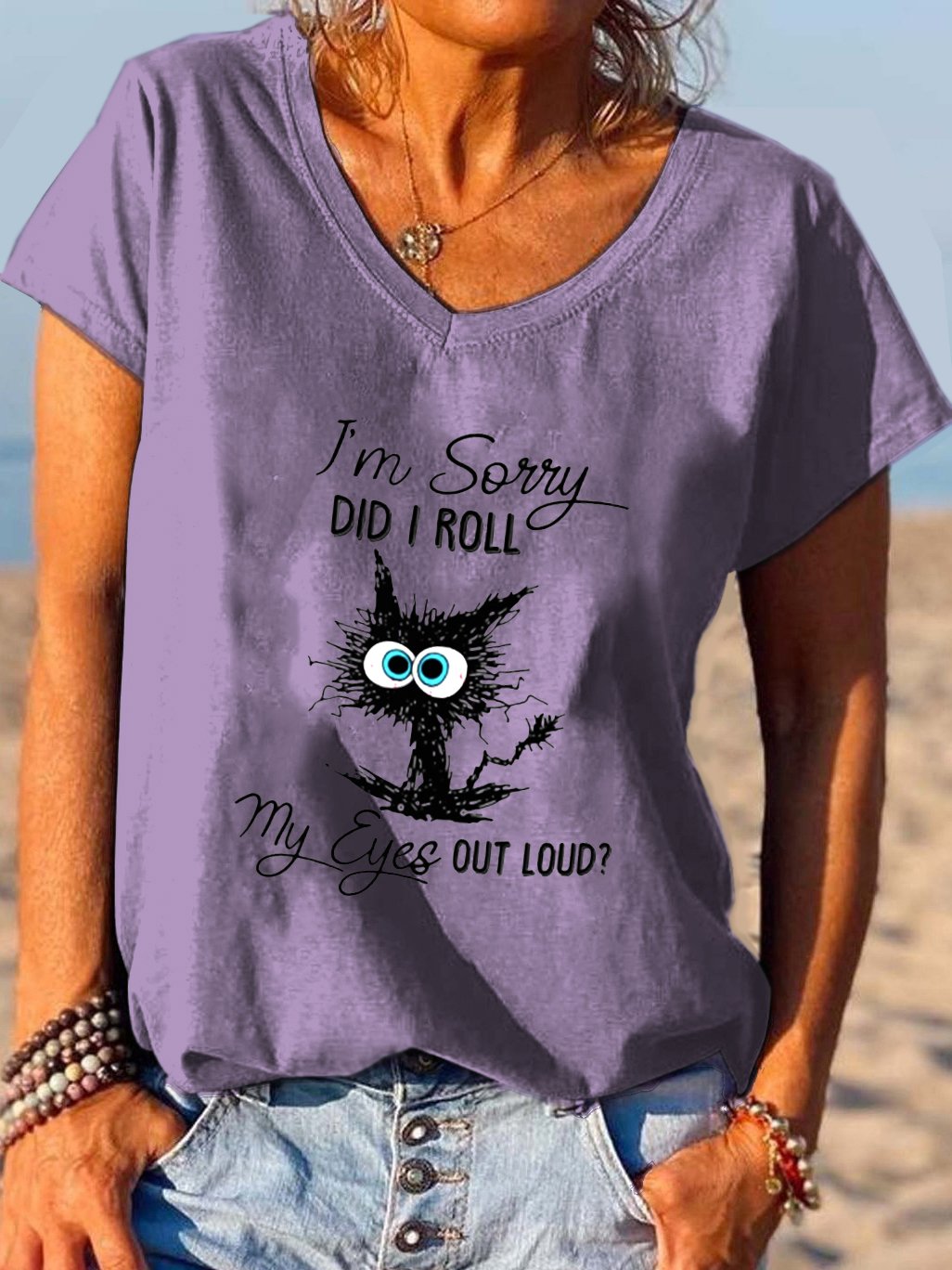 I‘m Sorry Did I Roll My Eyes Out Loud Funny Cat T-shirt