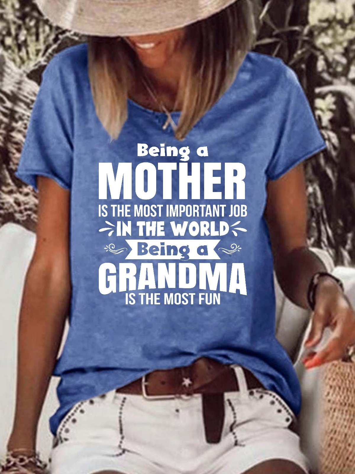 Being A Mother Is The Most Important Job In The World Being A Grandma Is The Most Fun Casual Short Sleeve Tops