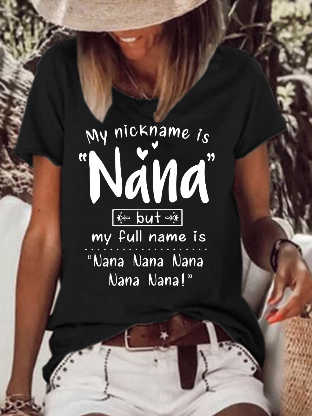 Cute Funny My Nick Name Is Nana But Full Name Is Nana Nana Shirt