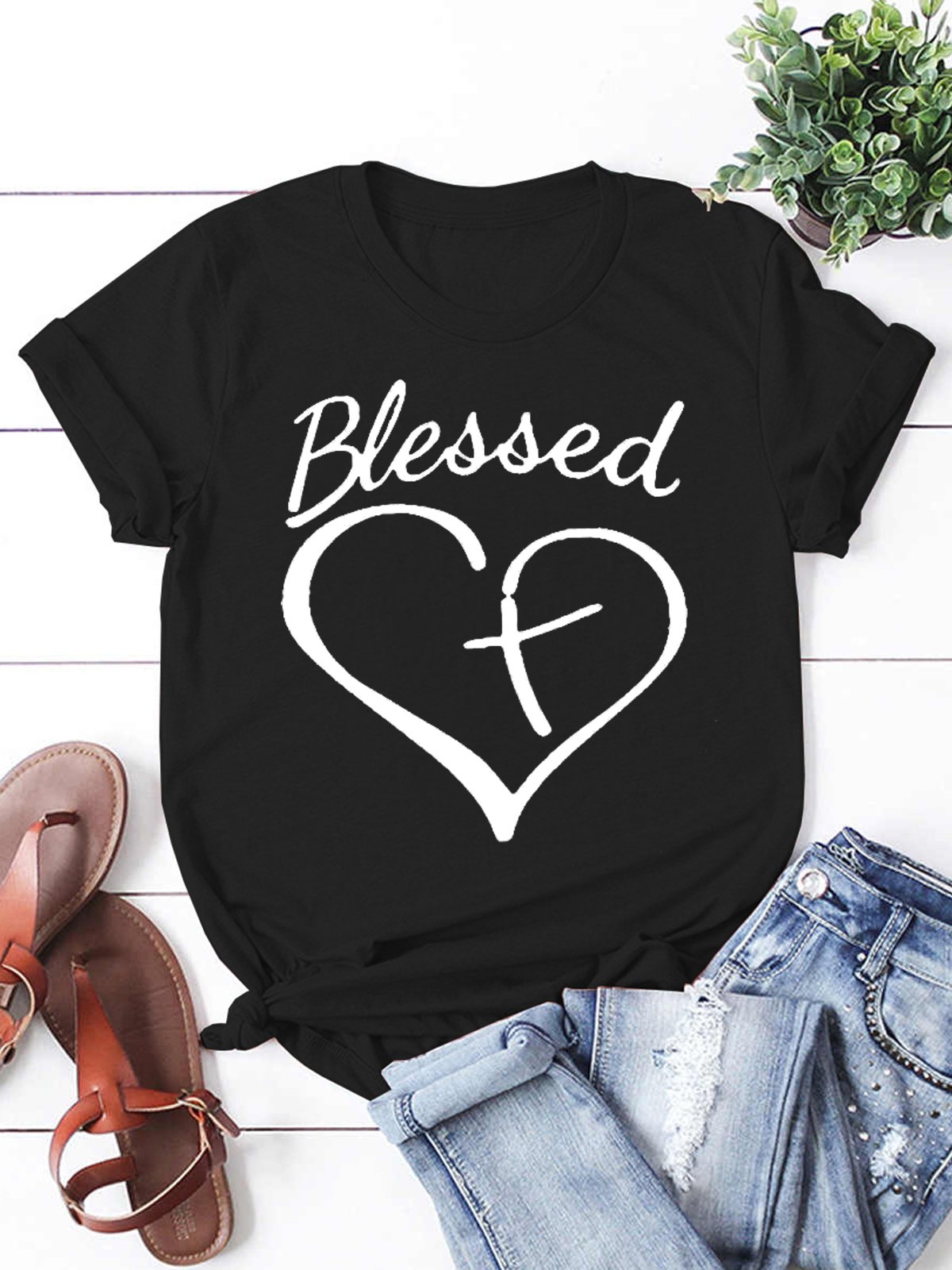 Blessed Love Heart Women's Short Sleeve T-Shirt