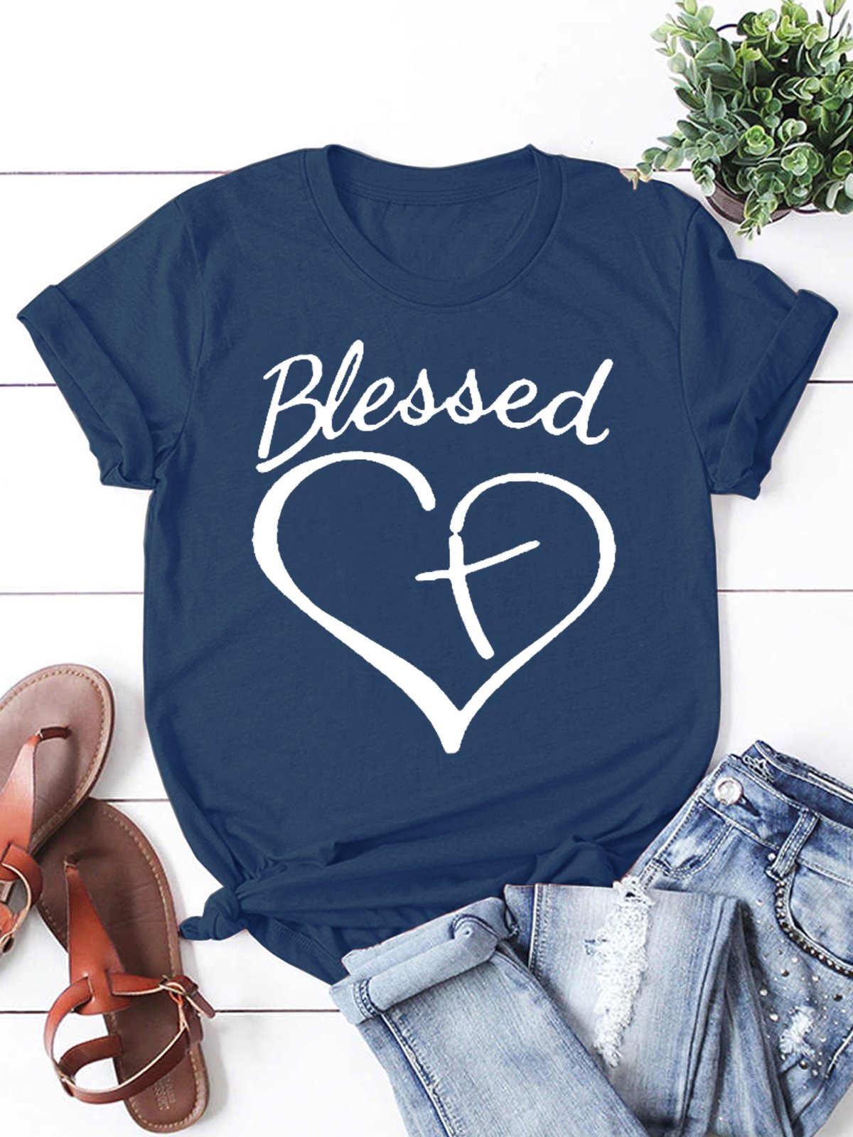 Blessed Love Heart Women's Short Sleeve T-Shirt