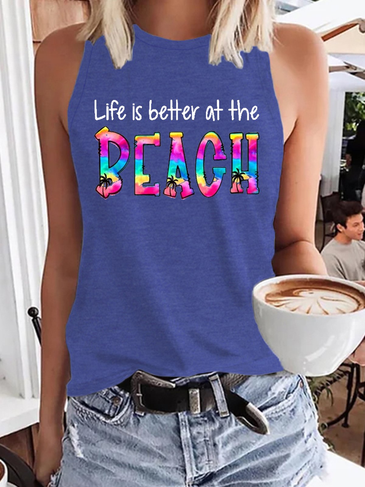 Life Is Better At The Beach Casual Letter Knit Tank