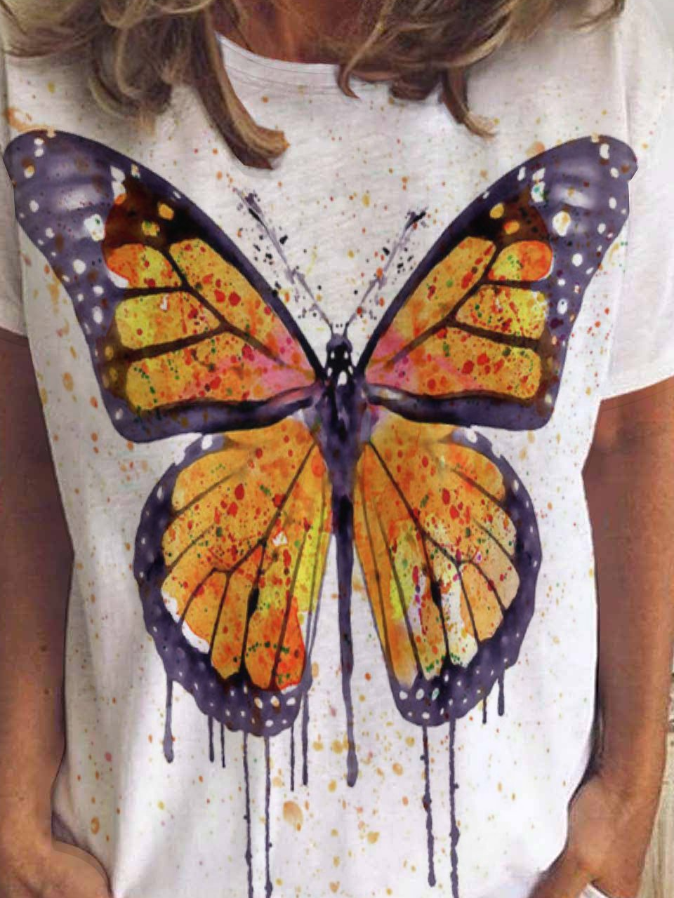 Monarch Butterfly Watercolor Print Women's Short Sleeve T-Shirt