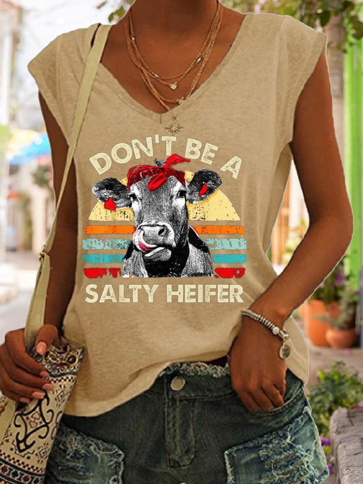 Don't Be A Salty Heifer Shirt, Sassy Cow Casual Knit Tank