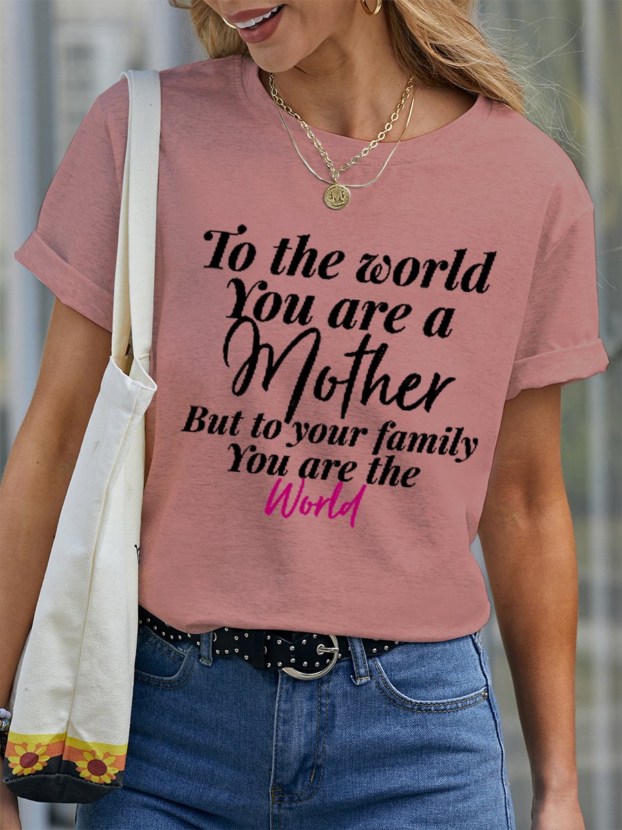 Mothers Day T-Shirt Crew Neck Letter Short Sleeve T-Shirt