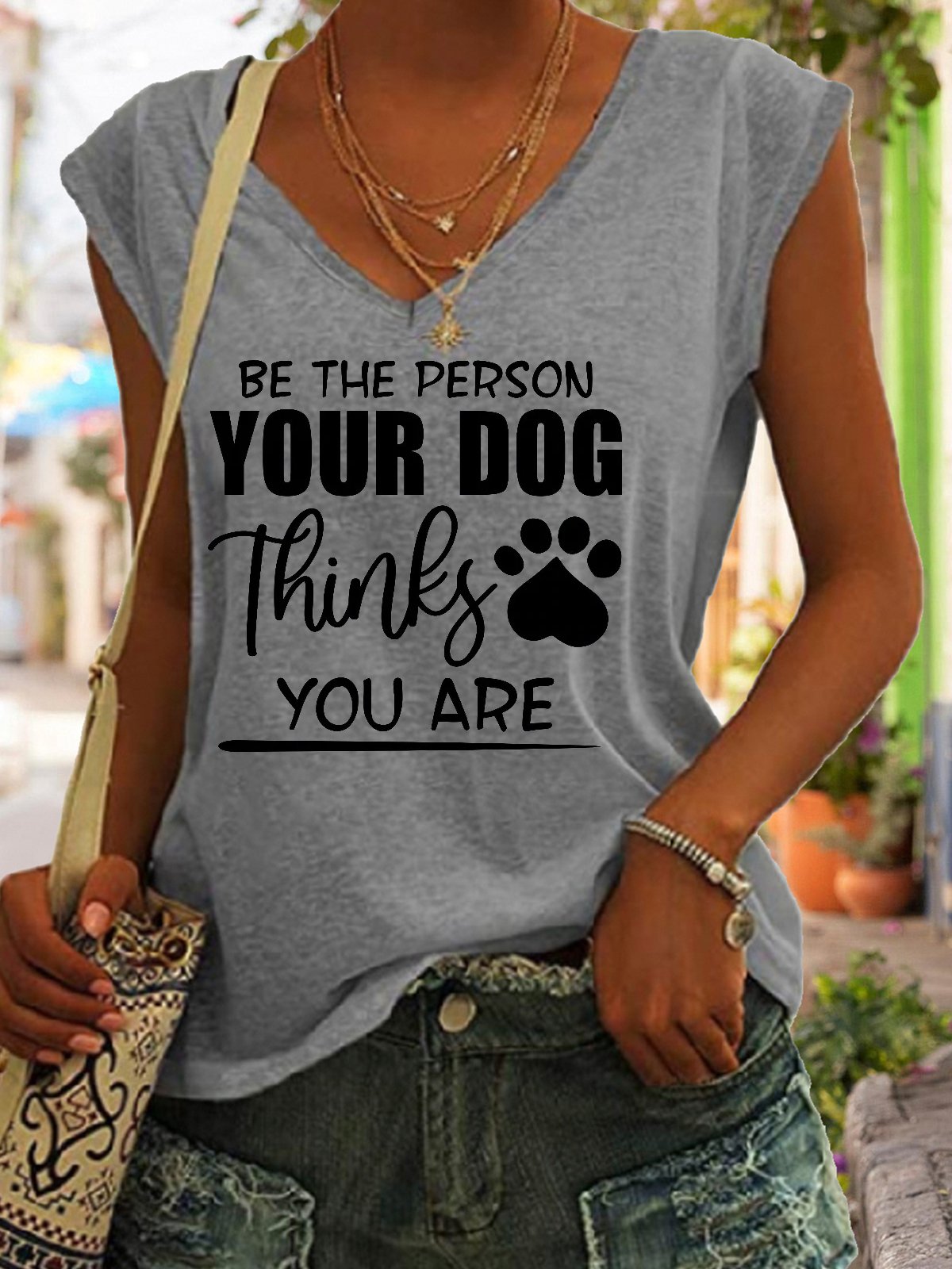 Be The Person Your Dog Thinks You Are Letter Knit Tank