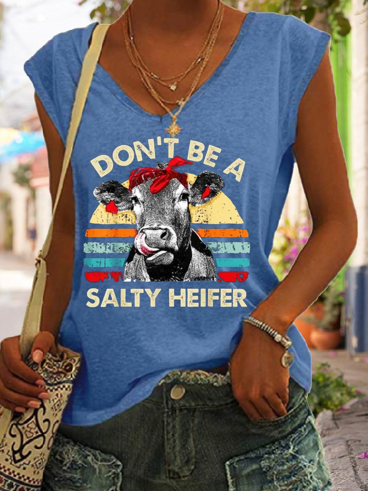 Don't Be A Salty Heifer Shirt, Sassy Cow Casual Knit Tank