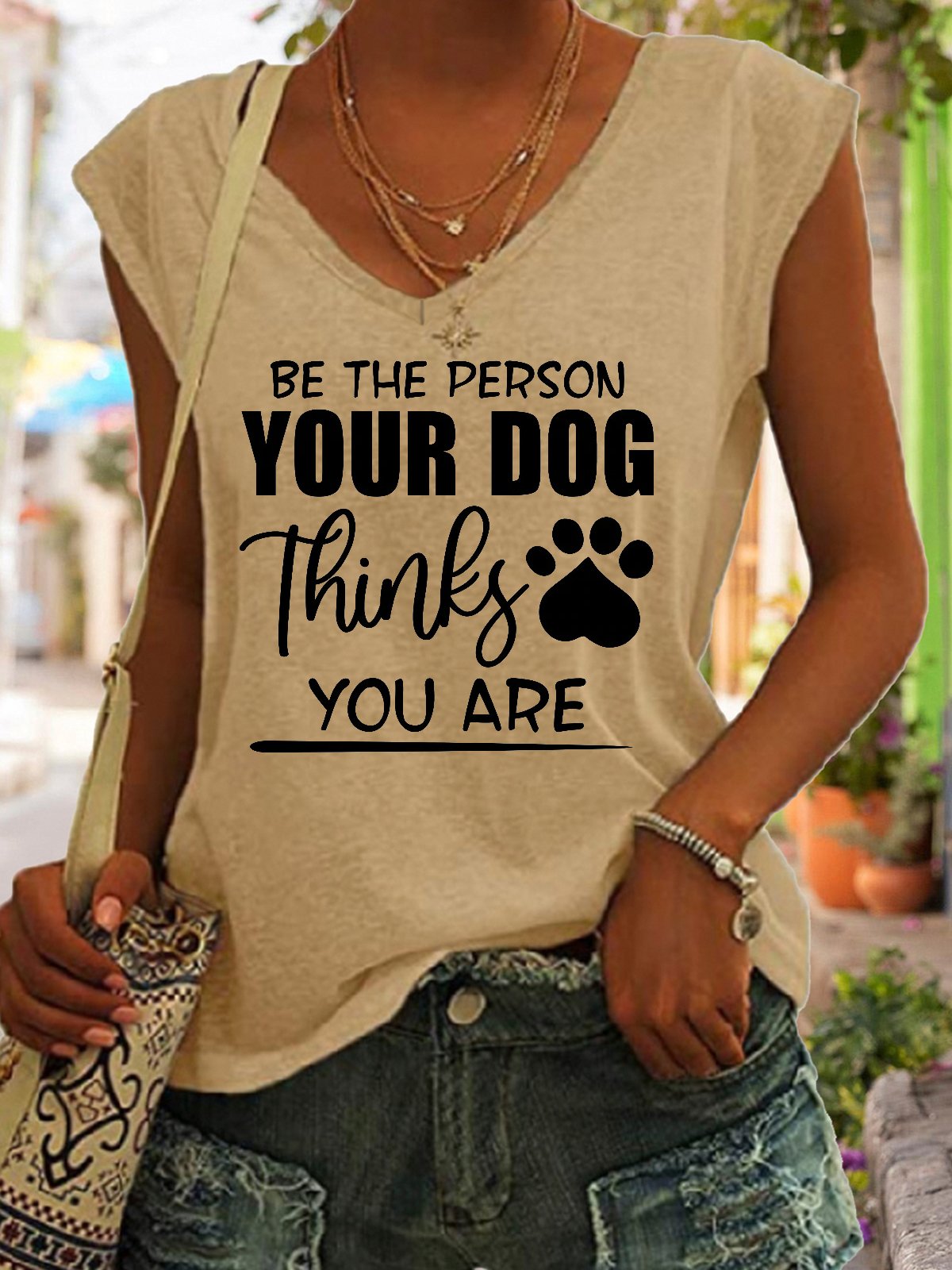 Be The Person Your Dog Thinks You Are Letter Knit Tank