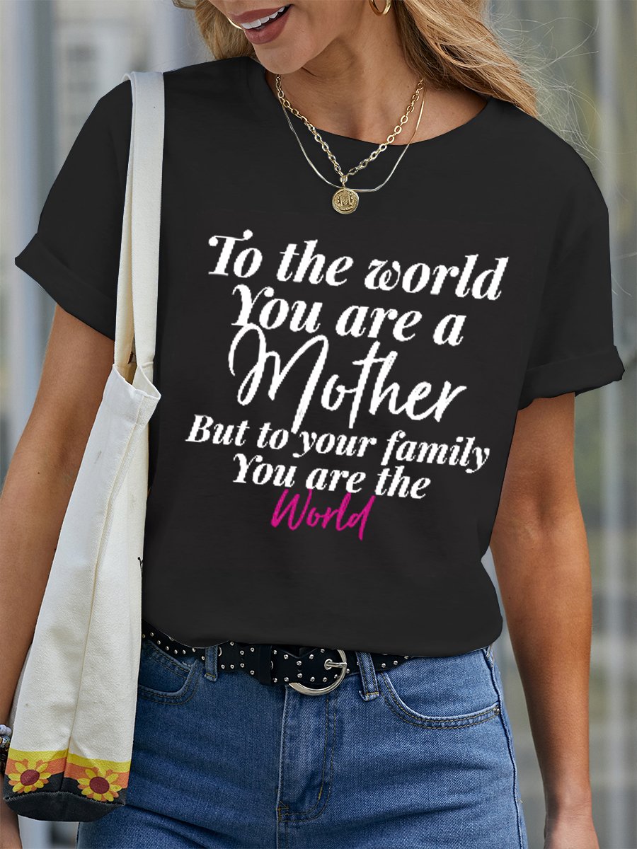 Mothers Day T-Shirt Crew Neck Letter Short Sleeve T-Shirt