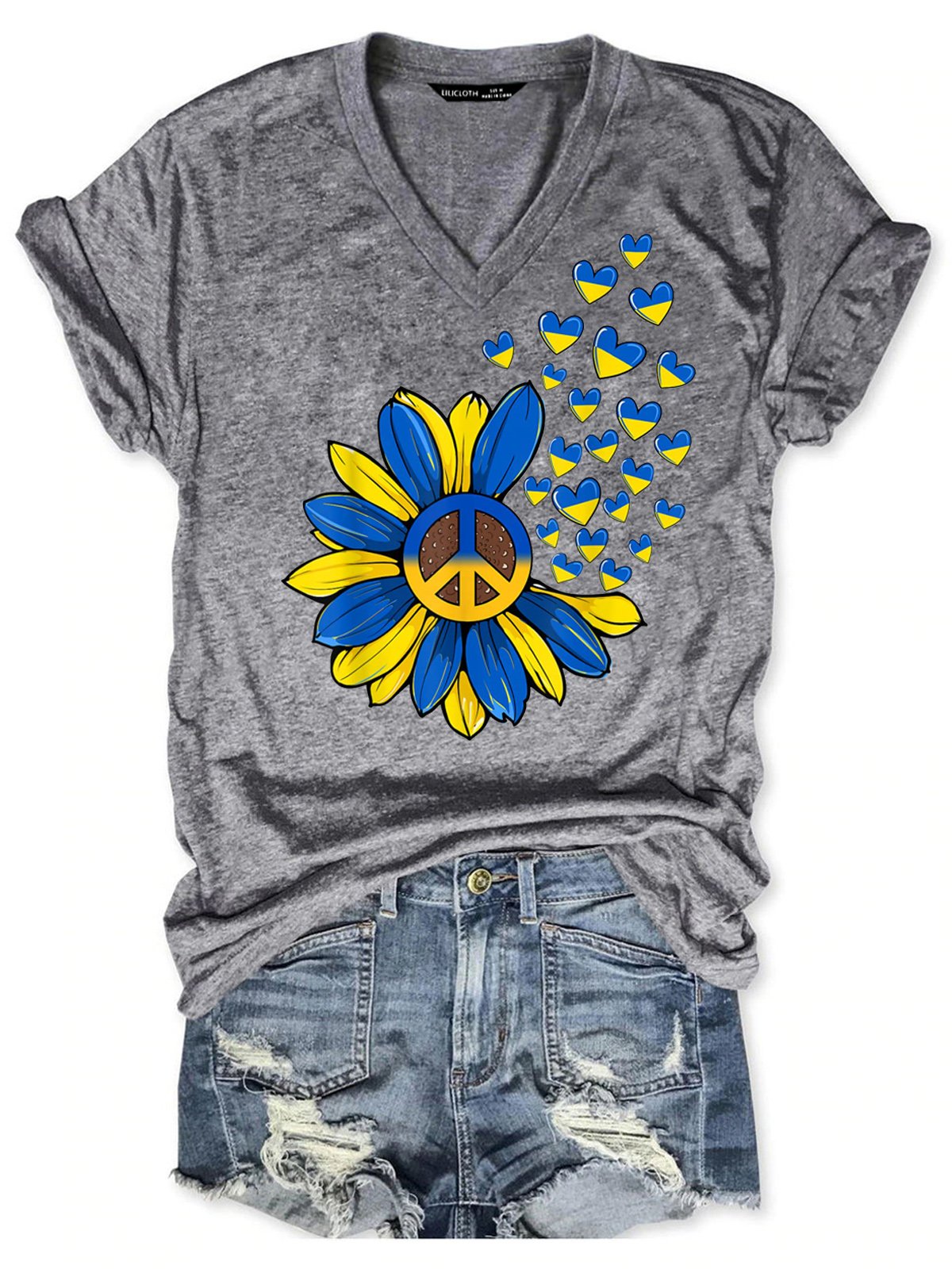 Sunflower Peace Heart Love I Stand With Ukraine Ukrainian Women's Short Sleeve T-Shirt