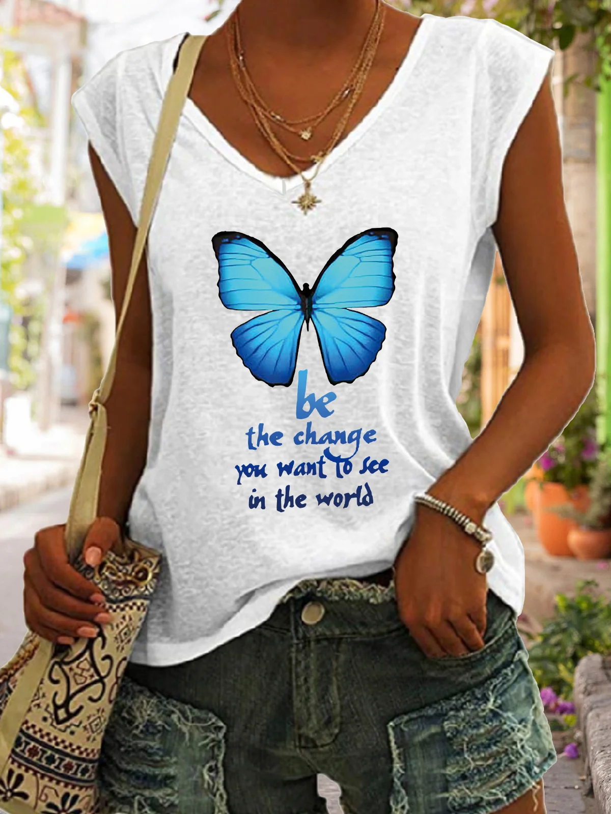 Be The Change You Want To See In The World Butterfly Print Tank Top