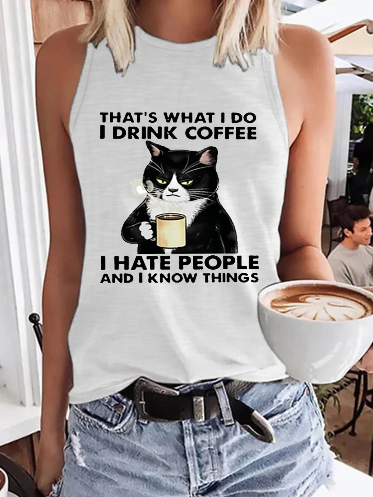 Funny Black Cat THAT'S WHAT I DO, Cat T Shirts For Men Funny Casual Knit Tank