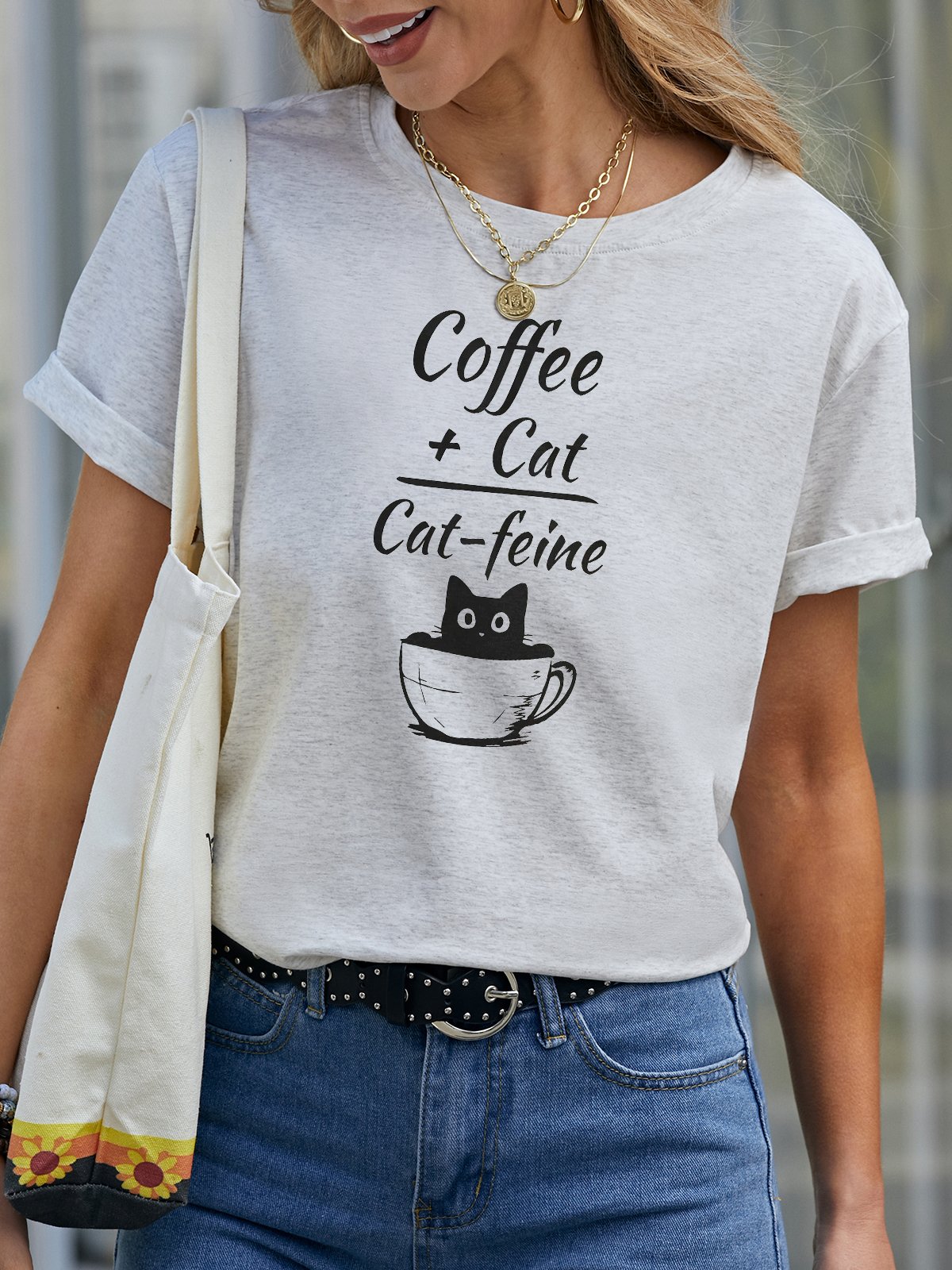 Coffee Cat Cat-feine Casual Short Sleeve T-Shirt