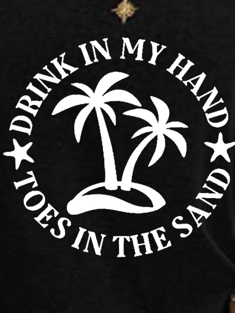 Drink In My Hand Toes In The Sand Basics Letter Regular Fit Knit Tank