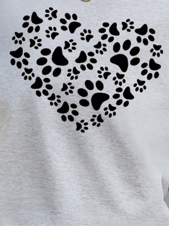 Dog Paw Funny Print Short Sleeve T-Shirt